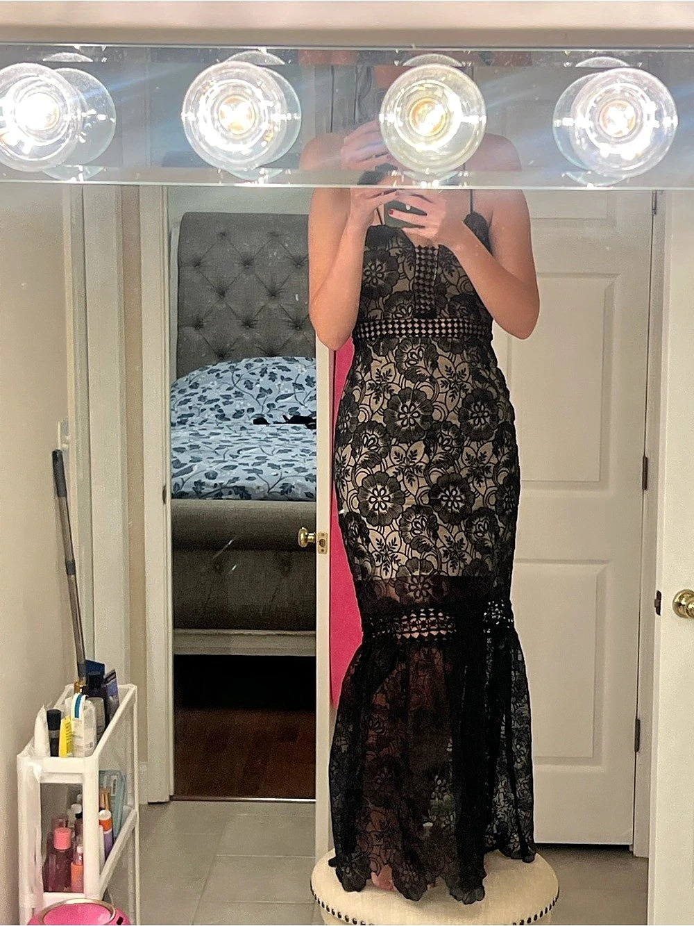 Self-Portrait Floral Lace Maxi Dress Black